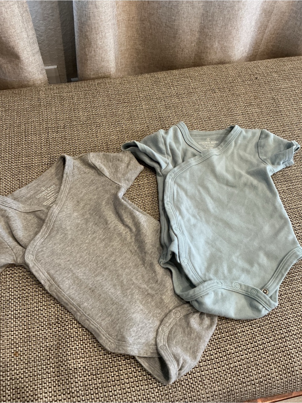 Goobie Baby side snap kimono set - Gray & Light Blue